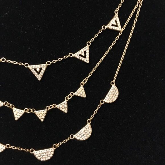 stella & dot ~ gold pave chevron necklace ~ versatile - Picture 6 of 9